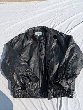 Vintage 80s Cellini Genuine Leather Bomber Jacket